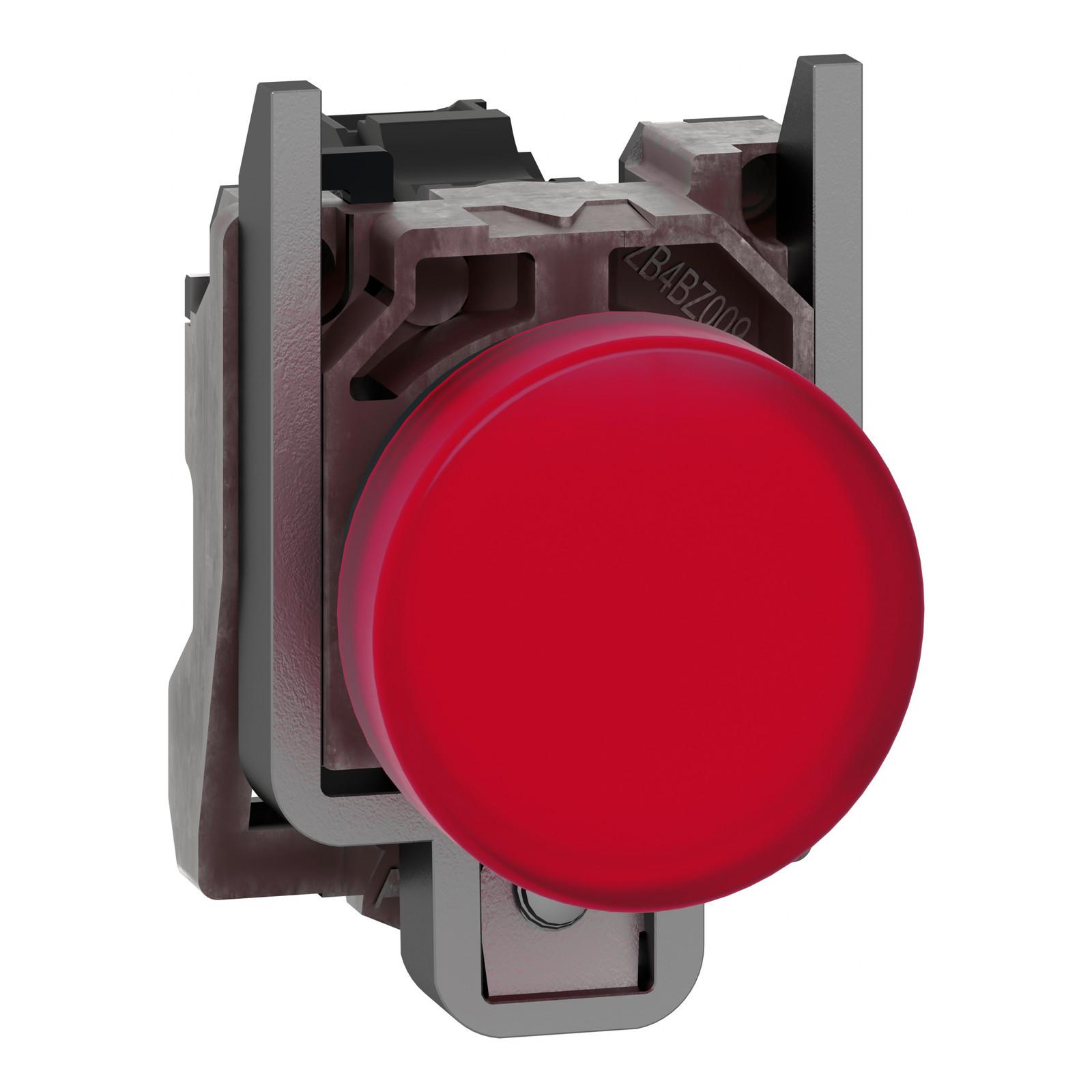 Pilot light, Harmony XB4,metal, red, 22mm, universal LED, plain lens, 110…120V AC