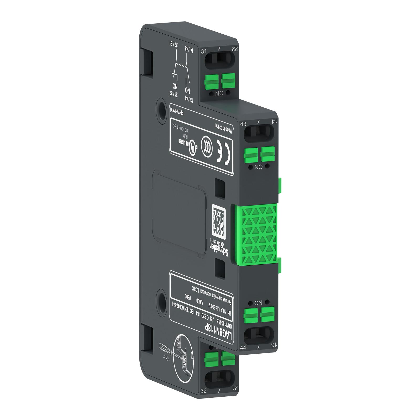 Auxiliary contact block,TeSys Giga contactor,1NO+1NC,side mounting,push-in terminals