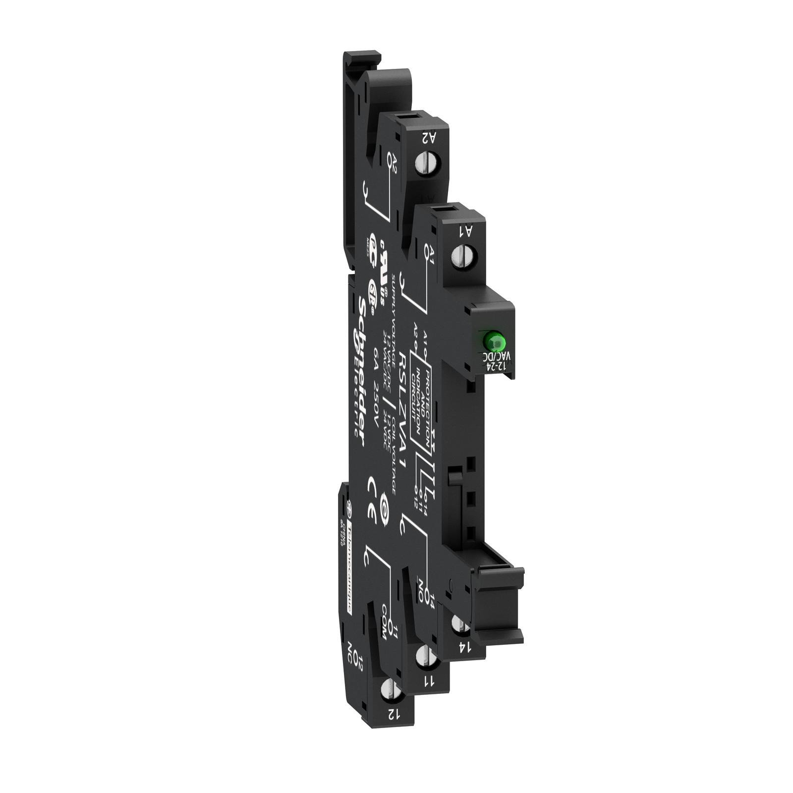 socket equipped with LED and protection circuit, Harmony Electromechanical Relays, for RSL1 relays, srew connec to r, 48 to 60V AC DC