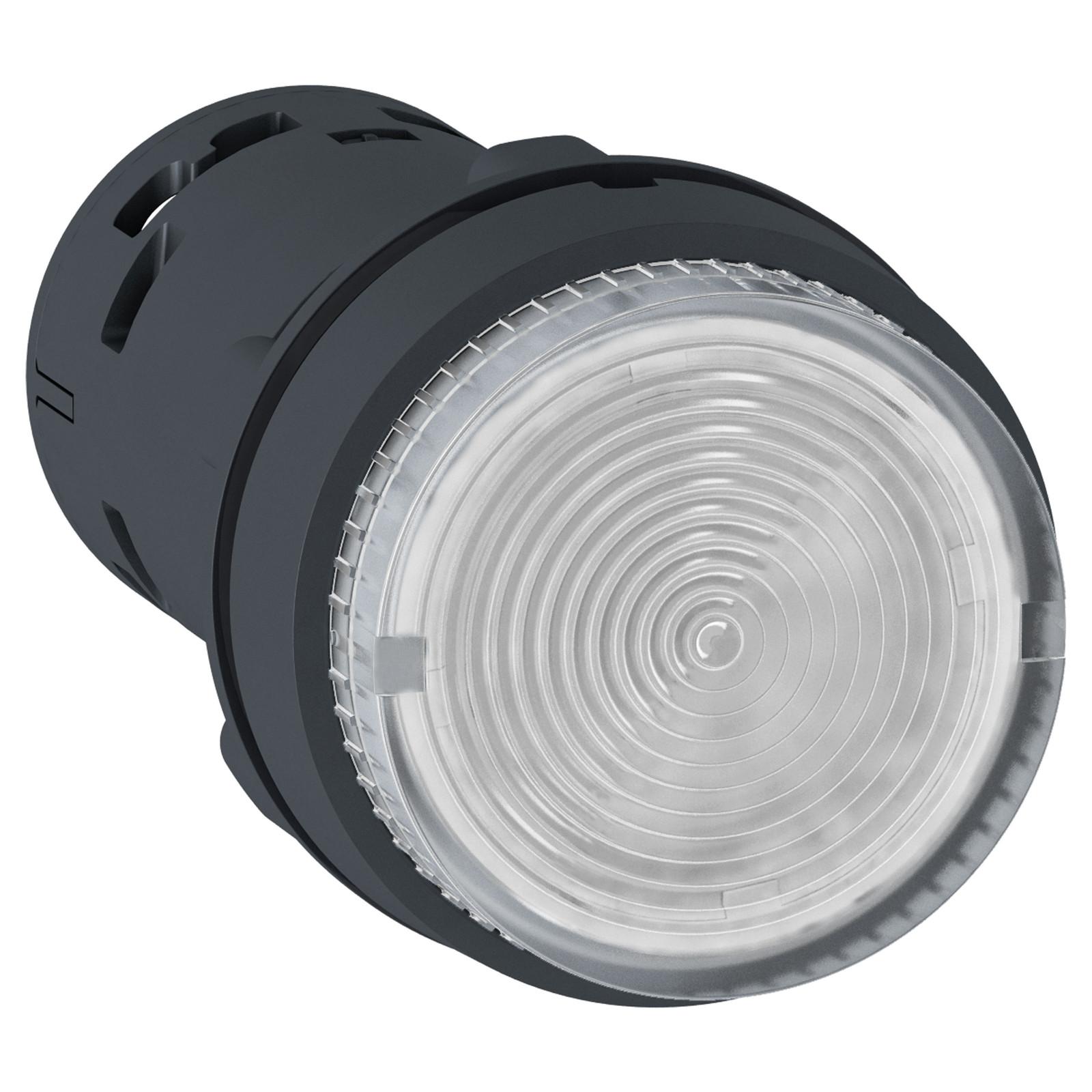 Monolithic illuminated push button, Harmony XB7, plastic, clear, 22mm, integral LED, spring return, 24V AC DC, 1NO