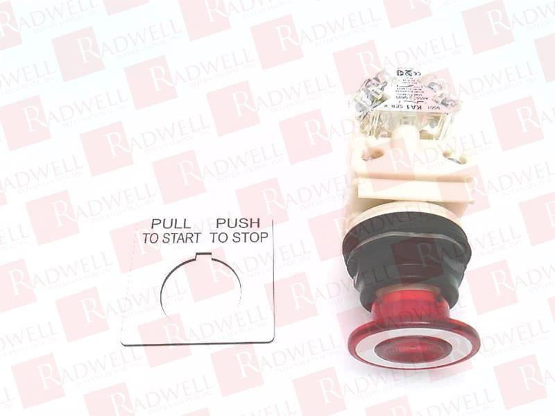 Illuminated push-button, Harmony 9001SK, plastic, mushroom 41mm, red, 30mm, 2 positions, push-pull, 24-28V, 1 C/O
