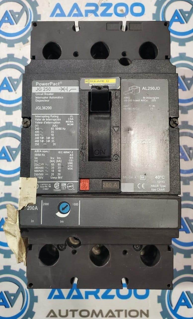 Circuit breaker, PowerPacT J, 200A, 3 pole, 600VAC, 18kA, lugs, thermal magnetic, 80%