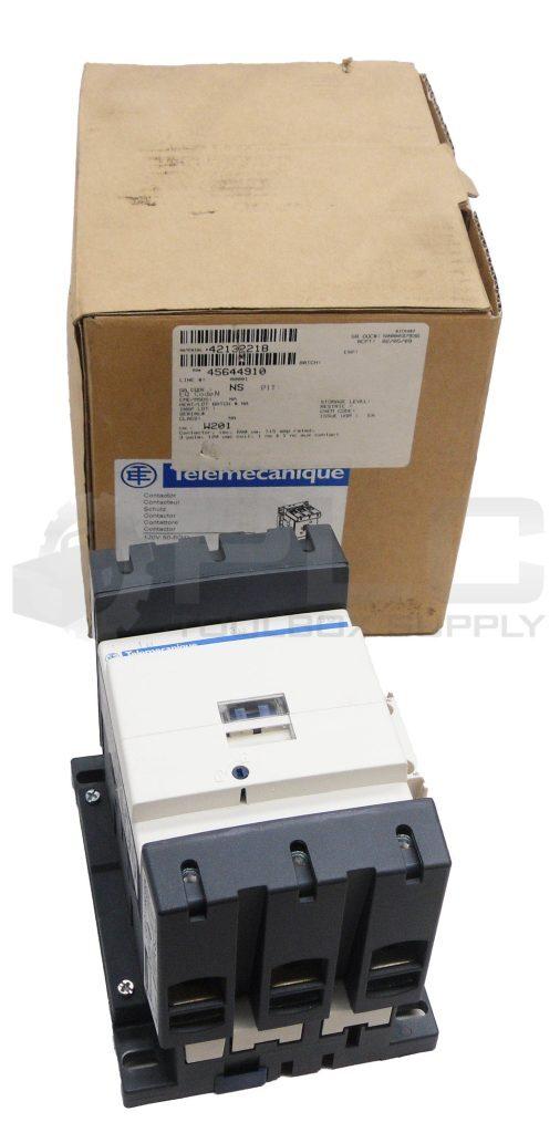 IEC contactor, TeSys Deca, nonreversing, 115A, 75HP at 480VAC, up to 100kA SCCR, 3 phase, 3 NO, 120VAC 50/60Hz coil, open