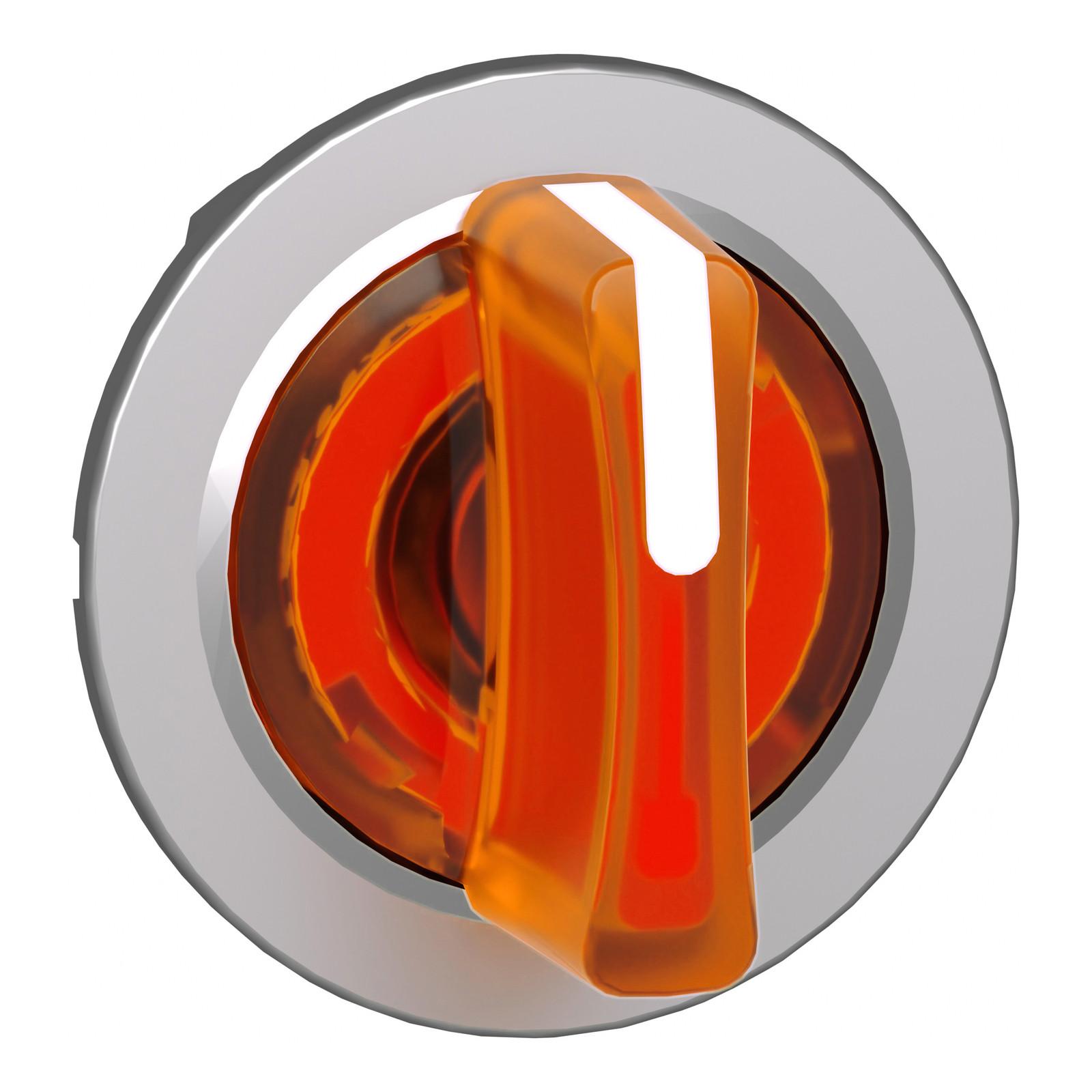 Head for illuminated selector switch, Harmony XB4, metal, orange handle, flush mounted, 30mm, universal LED, 3 positions
