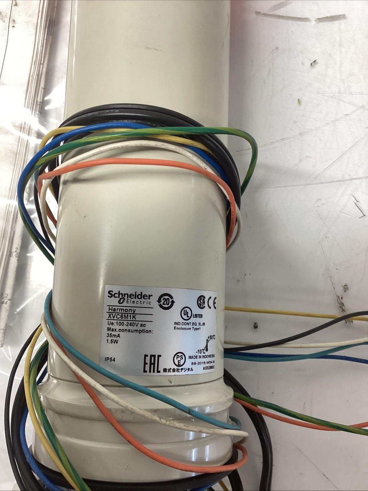 Harmony XVC, Monolithic precabled tower light, plastic, red, Ø60, tube mounting, steady, IP23, 100...240 V AC
