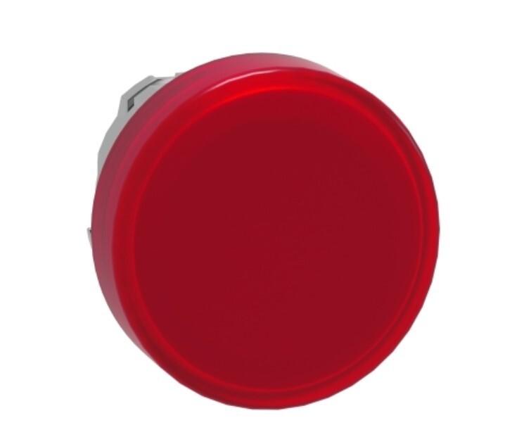 Head for pilot light, Harmony XB4, metal, red, 22mm, universal LED, plain lens