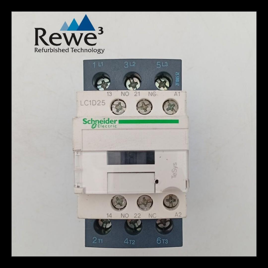 IEC contactor, TeSys Deca, nonreversing, 25A, 15HP at 480VAC, up to 100kA SCCR, 3 phase, 3 NO, 24VDC coil, open style