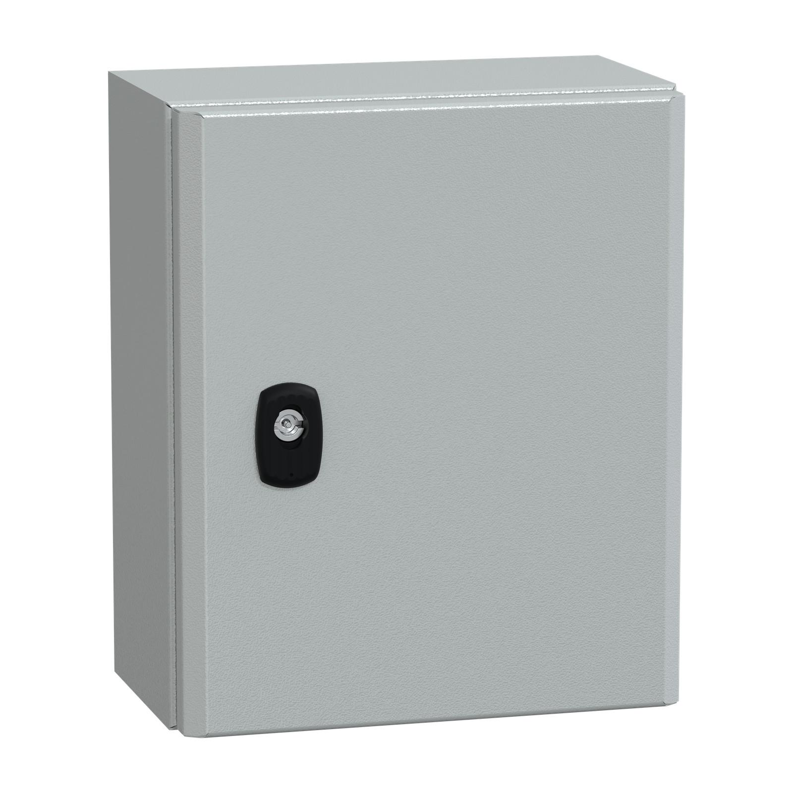 Wall mounted steel enclosure, Spacial S3D, plain door, with mounting plate, 300x250x150mm, IP66, IK10