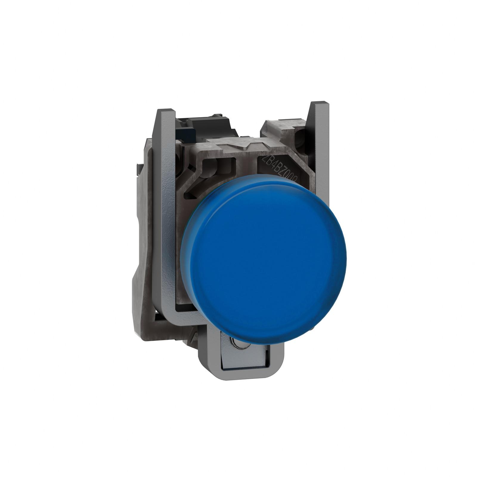 Pilot light, Harmony XB4,metal, blue, 22mm, universal LED, plain lens, 110...120V AC