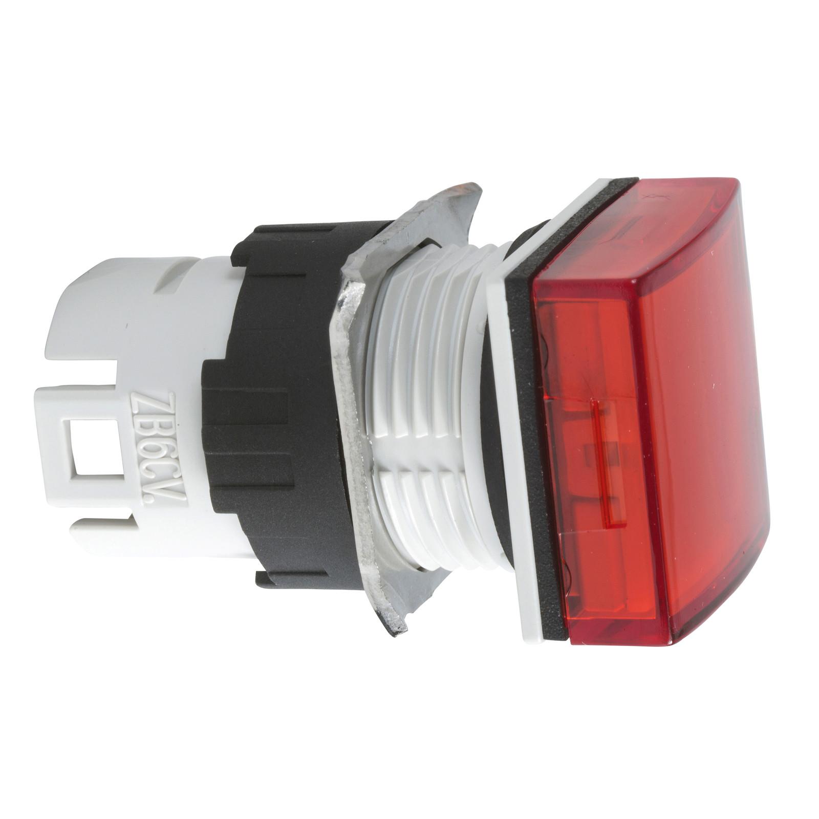 Head for pilot light, Harmony XB6, square red, 16mm, integral LED