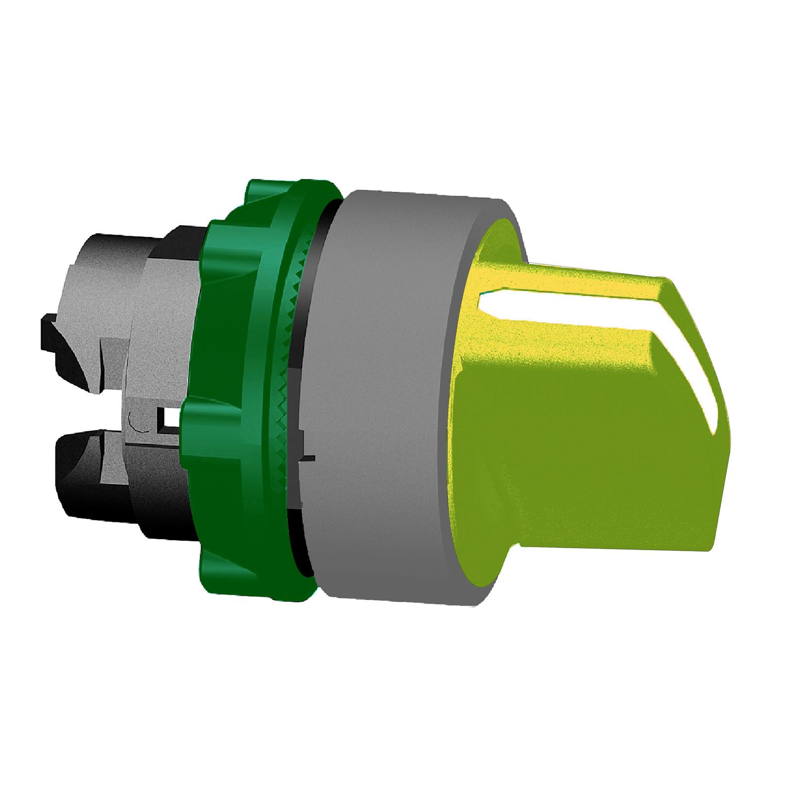 Head for selector switch, Harmony XB5, yellow handle, 22mm, 2 positions, stay put
