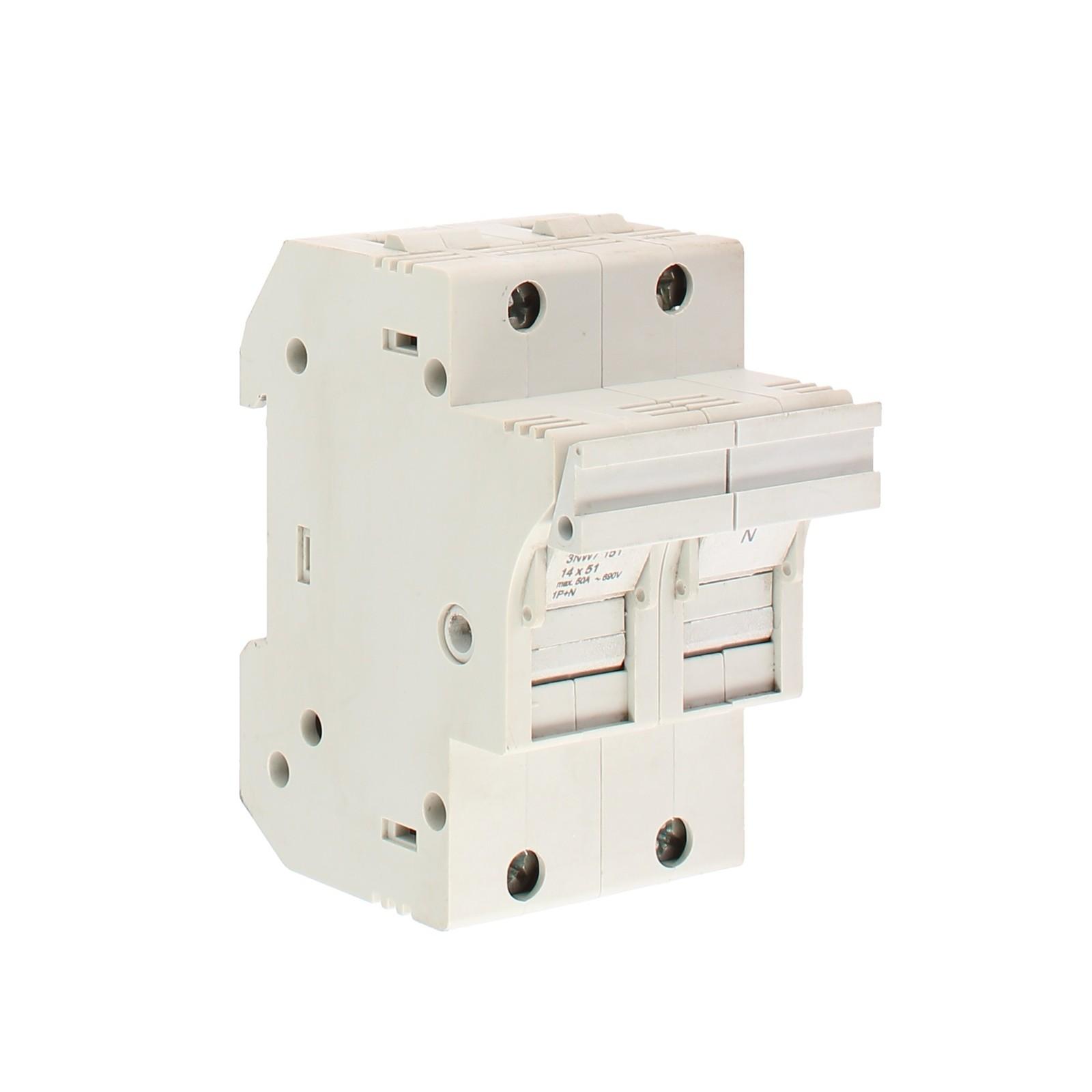 FUSE HOLDER, 1+N, 50A, 14X51MM FUSE