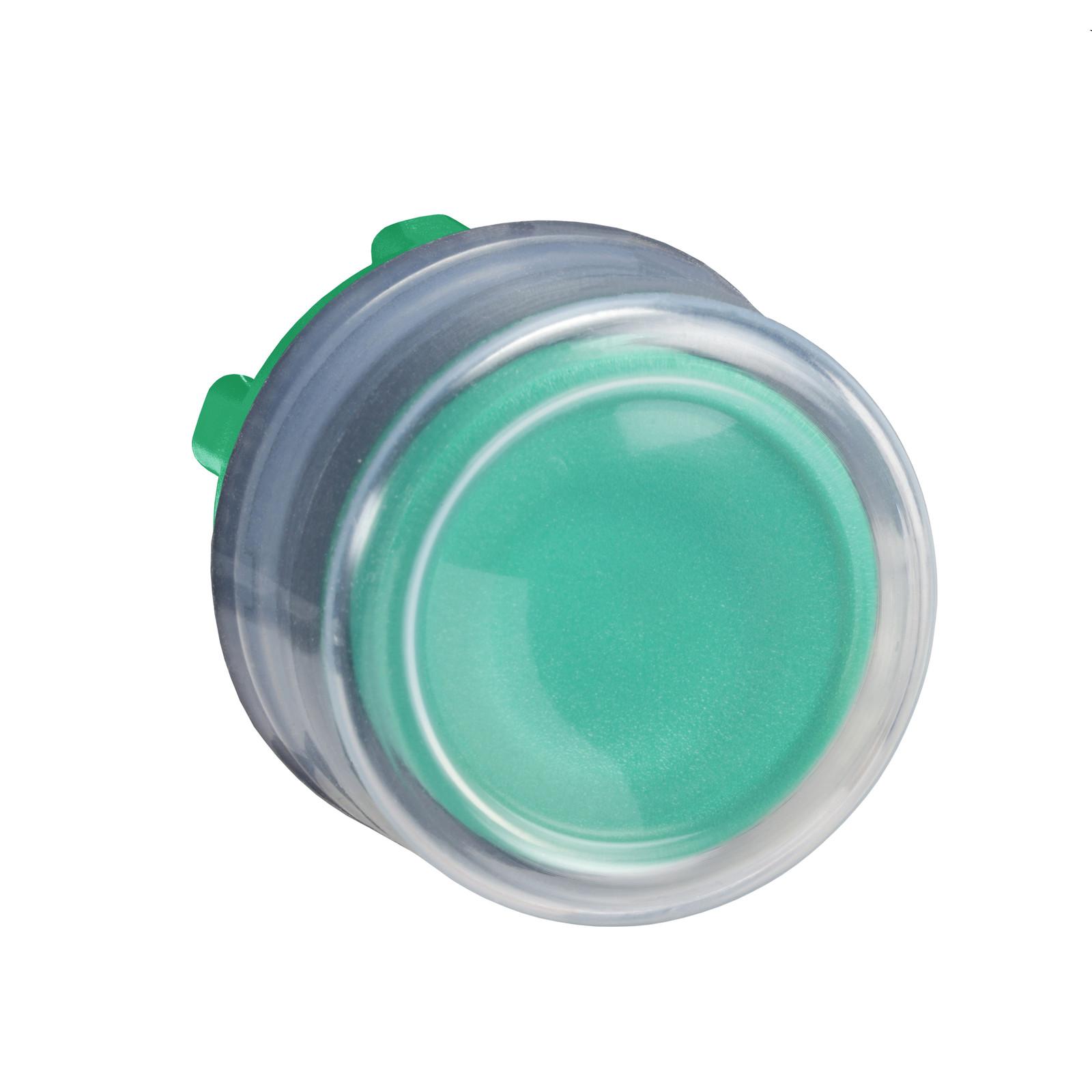 Head for non illuminated push button, Harmony XB5, plastic, projecting, green, 22mm, spring return, booted, unmarked