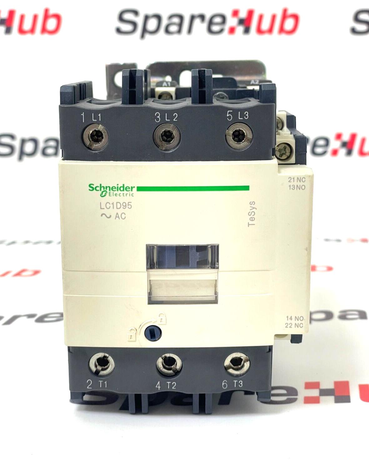 IEC contactor, TeSys Deca, nonreversing, 95A, 60HP at 480VAC, 3 phase, 3 pole, 3 NO, 220VAC 50/60Hz coil, open style