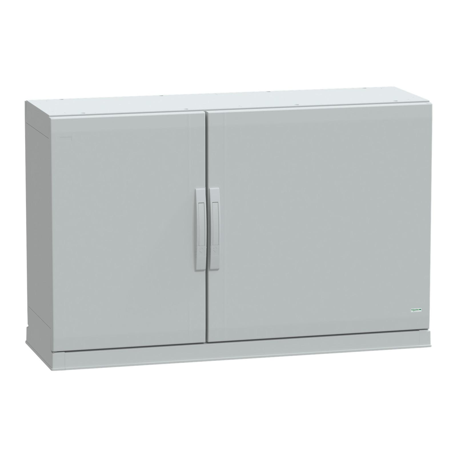 Floor standing polyester enclosure, Thalassa PLA, plain door, open bottom, 750x1250x420mm, IP54, IK10