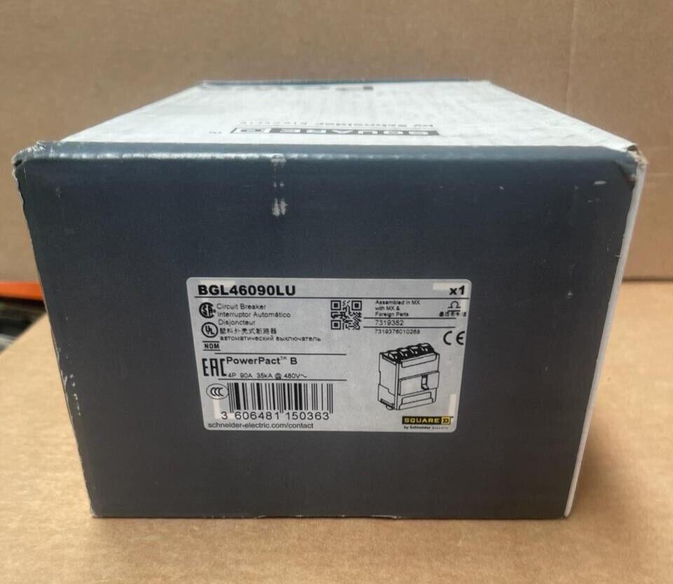 Circuit breaker, PowerPacT B, 90A, 4 pole, 600Y/347VAC, 18kA, lugs, thermal magnetic, 80%, control wire ON end