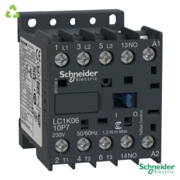 Contactor, IEC, TeSys K, 9A, 3 P, 5 HP at 480VAC, nonreversing, 1 NO auxilliary contact, 110VAC 50/60 Hz coil