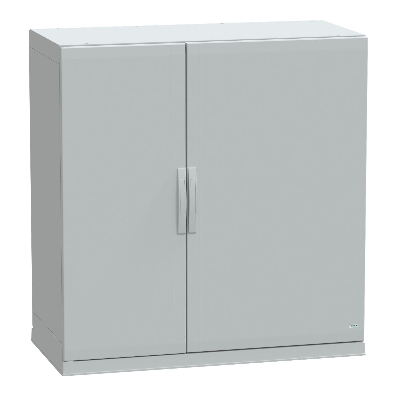 Floor standing polyester enclosure, Thalassa PLA, plain door, open bottom, 1250x1250x620mm, IP54, IK10