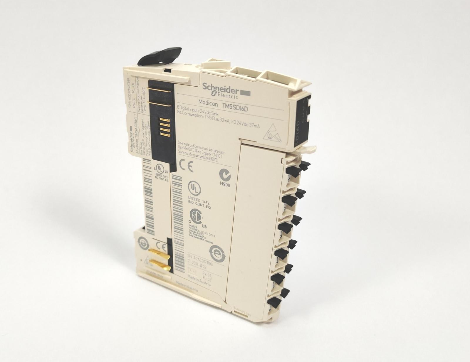 discrete input module, Modicon TM5, 6 DI, 24V DC sink, 2 wires
