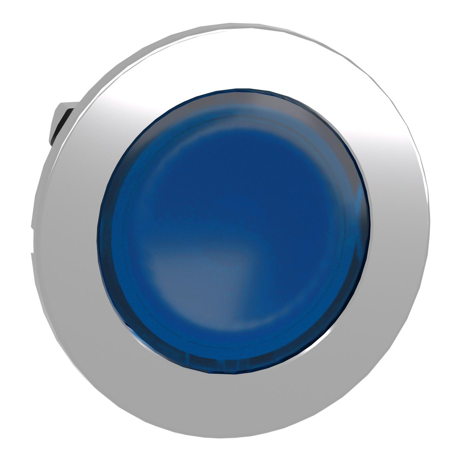 Head for pilot light, Harmony XB4, metal, blue flush mounted, 30mm, universal LED, plain lens