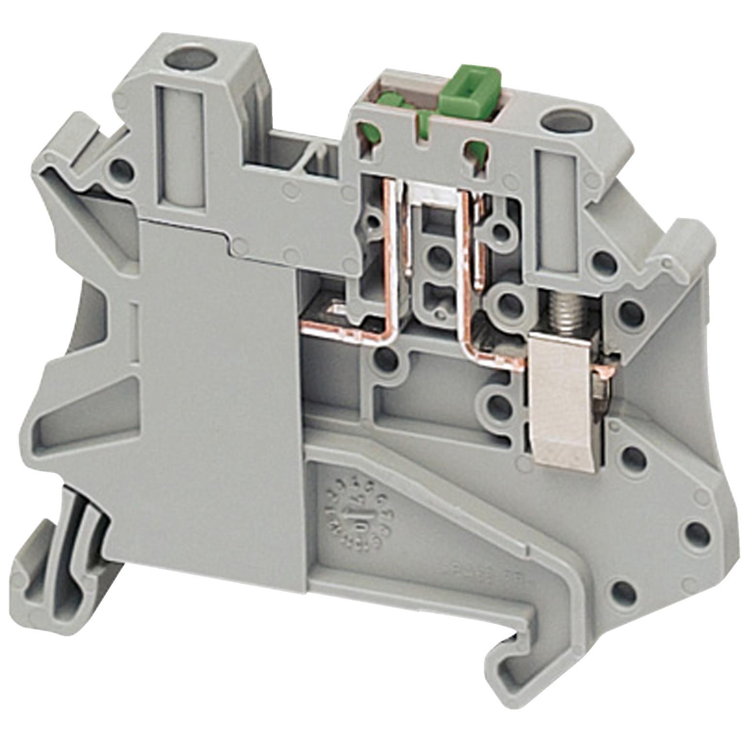 Terminal block, Linergy TR, screw type, knife disconnect, 2 points, 4mm², grey