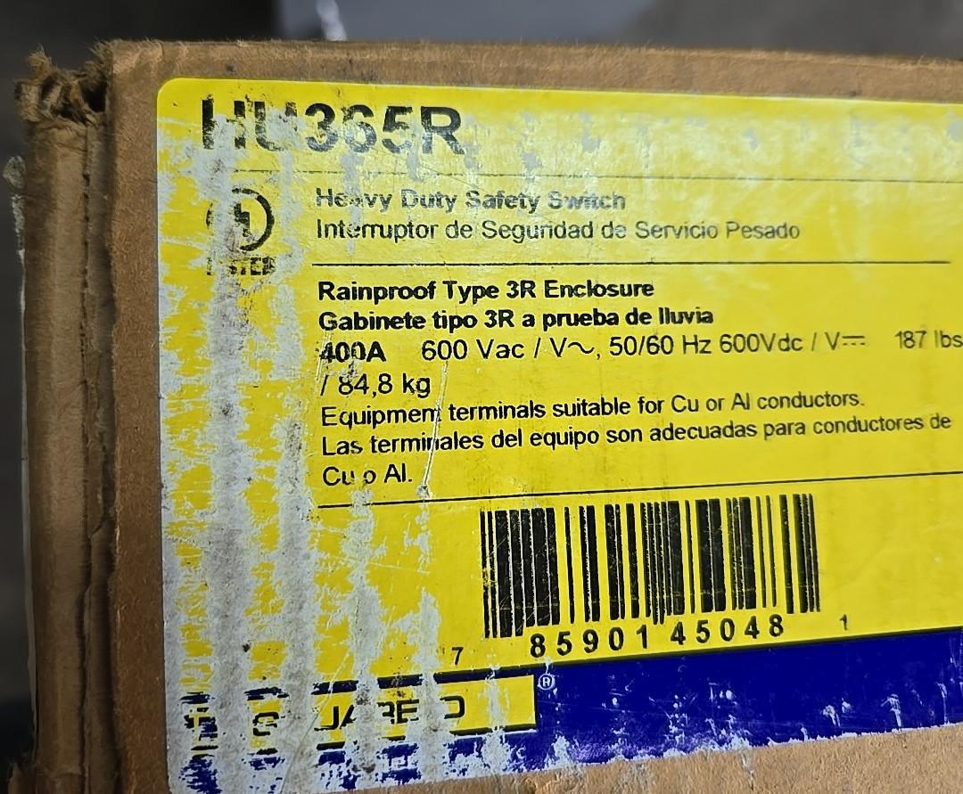 Safety switch, heavy duty, non fusible, 400A, 3 wire, 3 pole, 350hp, 600VAC/DC, NEMA 3R