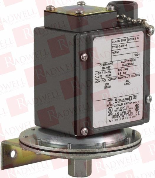 Vacuum switch, 9016G, electromechanical, adjustable scale, 2 thresholds, Set 0 to 28.7InHg