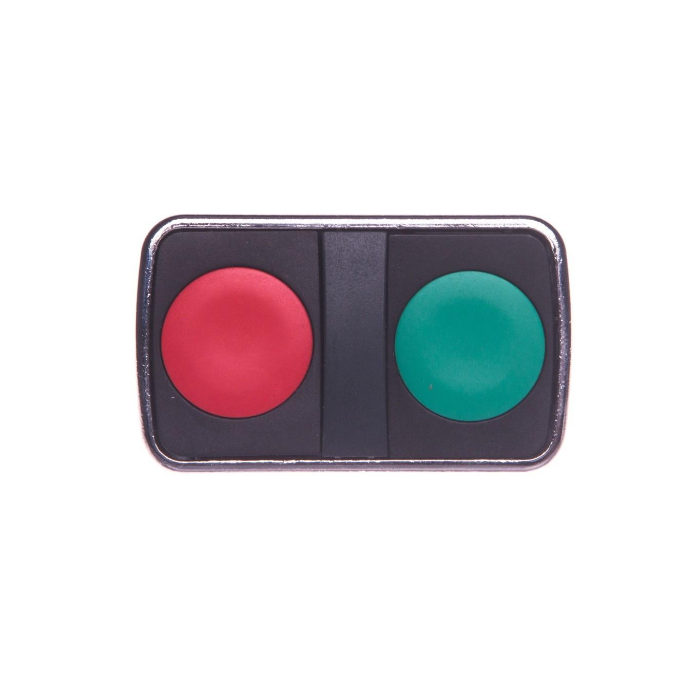 Head for double headed push button, Harmony XB4, metal, 22mm, 1 green flush unmarked+1 red flush unmarked