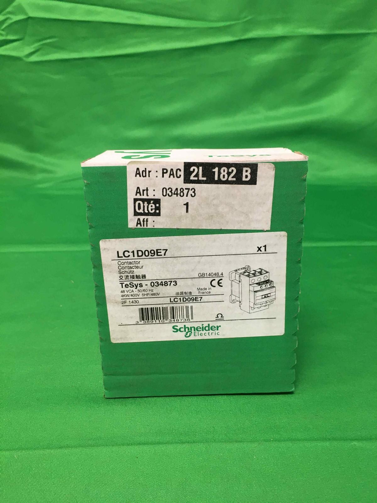 IEC contactor, TeSys Deca, nonreversing, 9A, 5HP at 480VAC, up to 100kA SCCR, 3 phase, 3 NO, 48VAC 50/60Hz coil, open style