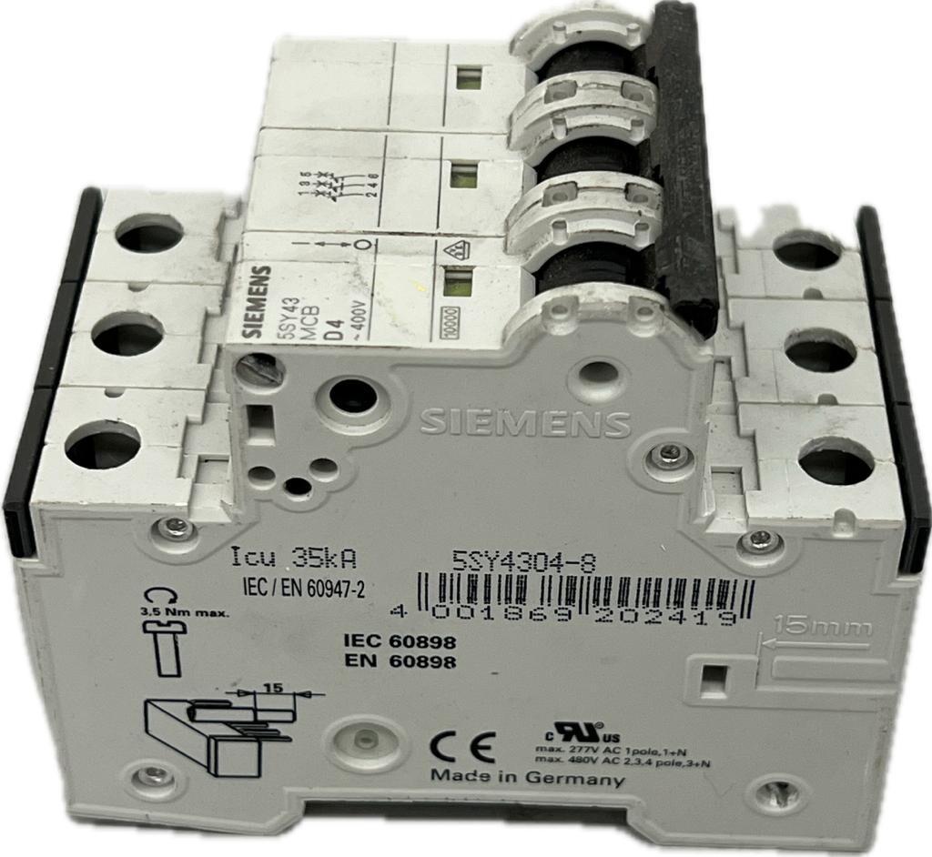 SUP PTOR 5SY4 3P 480V 4A 5K D-TRIP