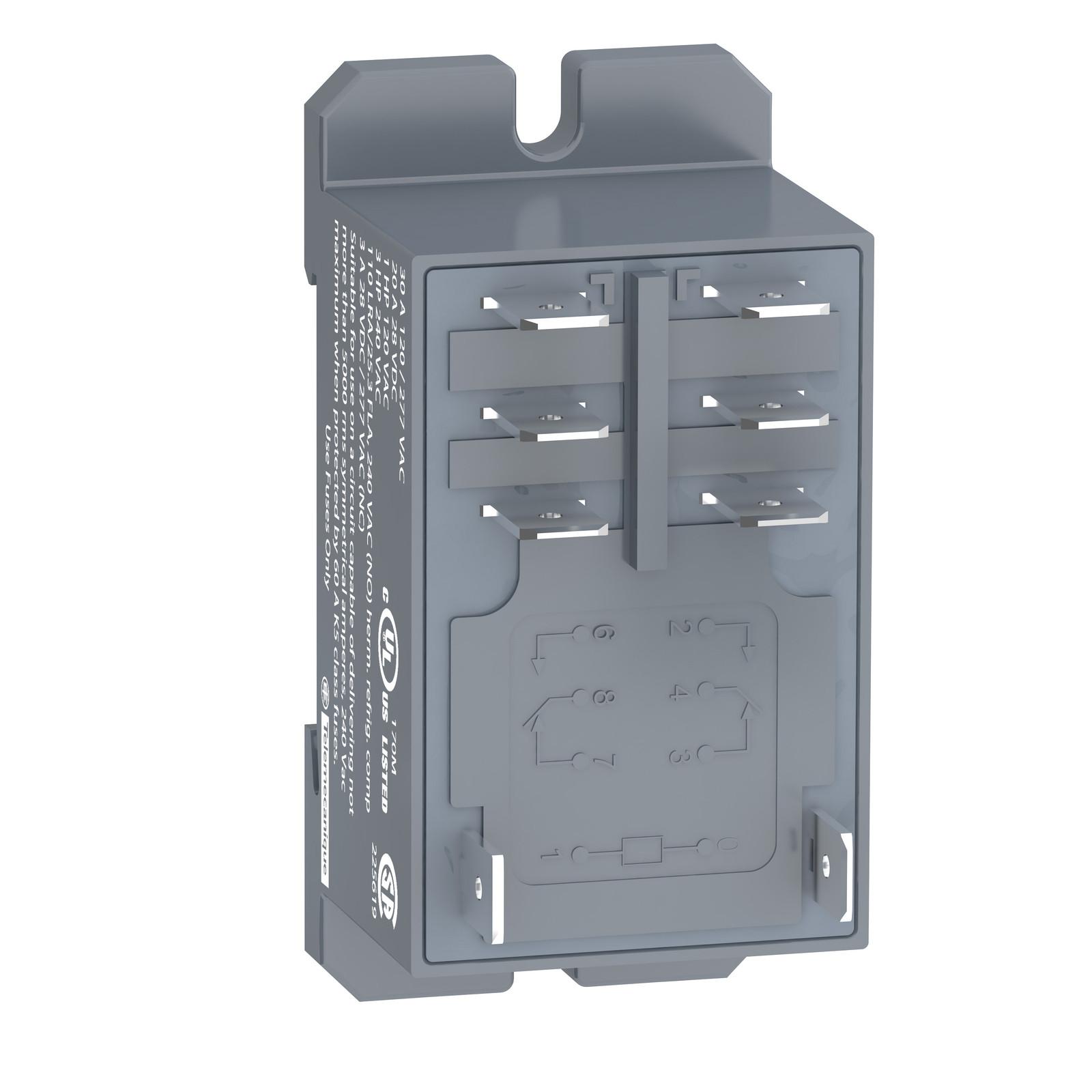 power relay, Harmony electromechanical relays, DIN rail or panel mount relay, 30A, 2CO, 12V DC