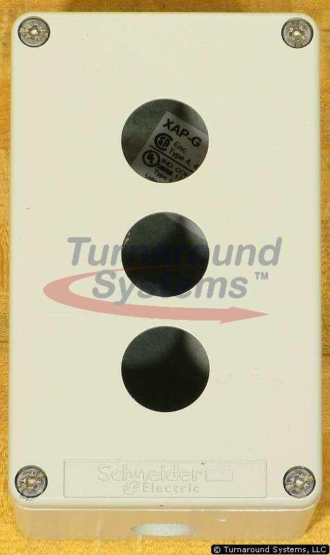 Die cast empty control station, Harmony XAP, zinc alloy, grey, 3 cut outs, 22mm, 130x80x51.5mm