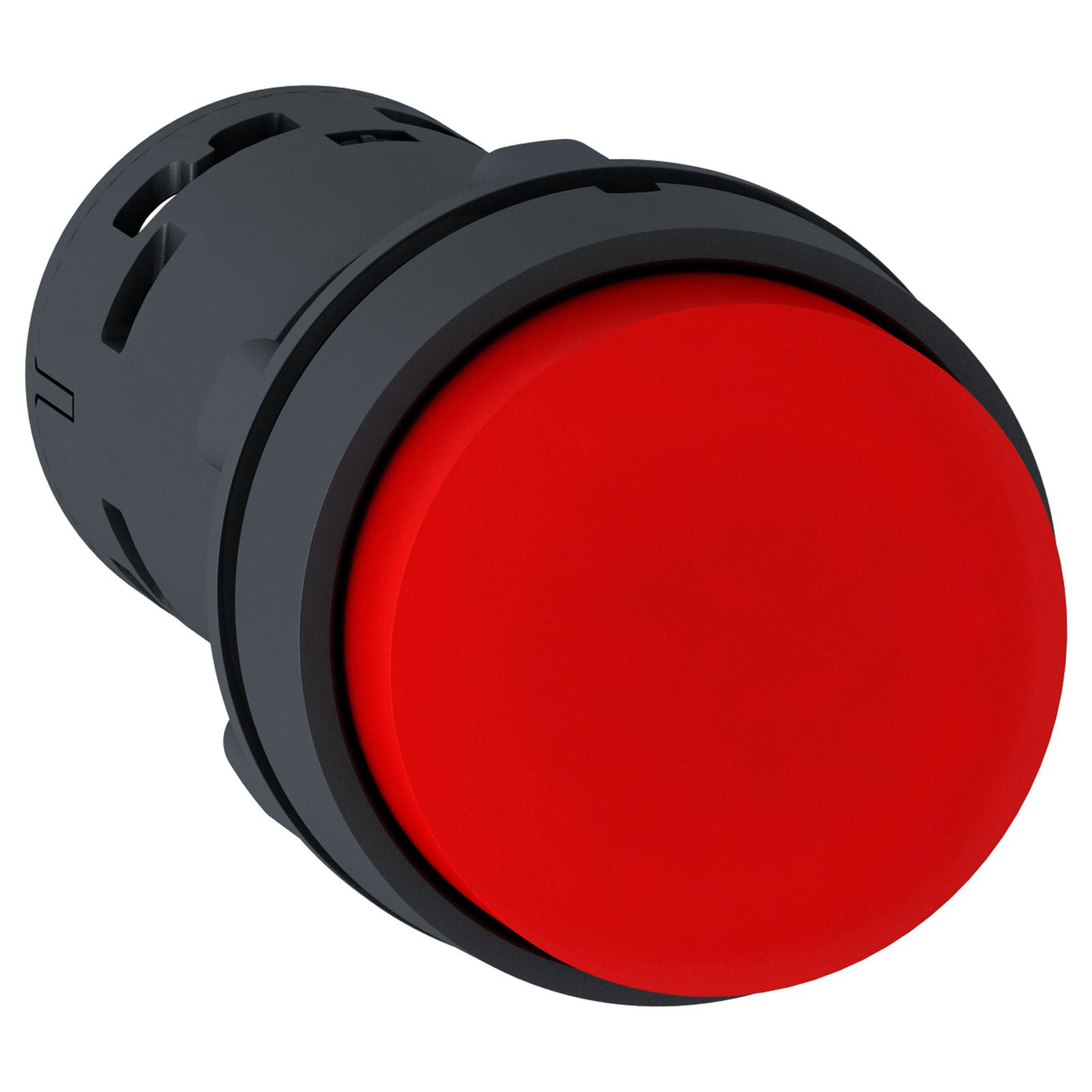 Push button, Harmony XB7, round red projecting, 22mm, spring return, 1NC, unmarked