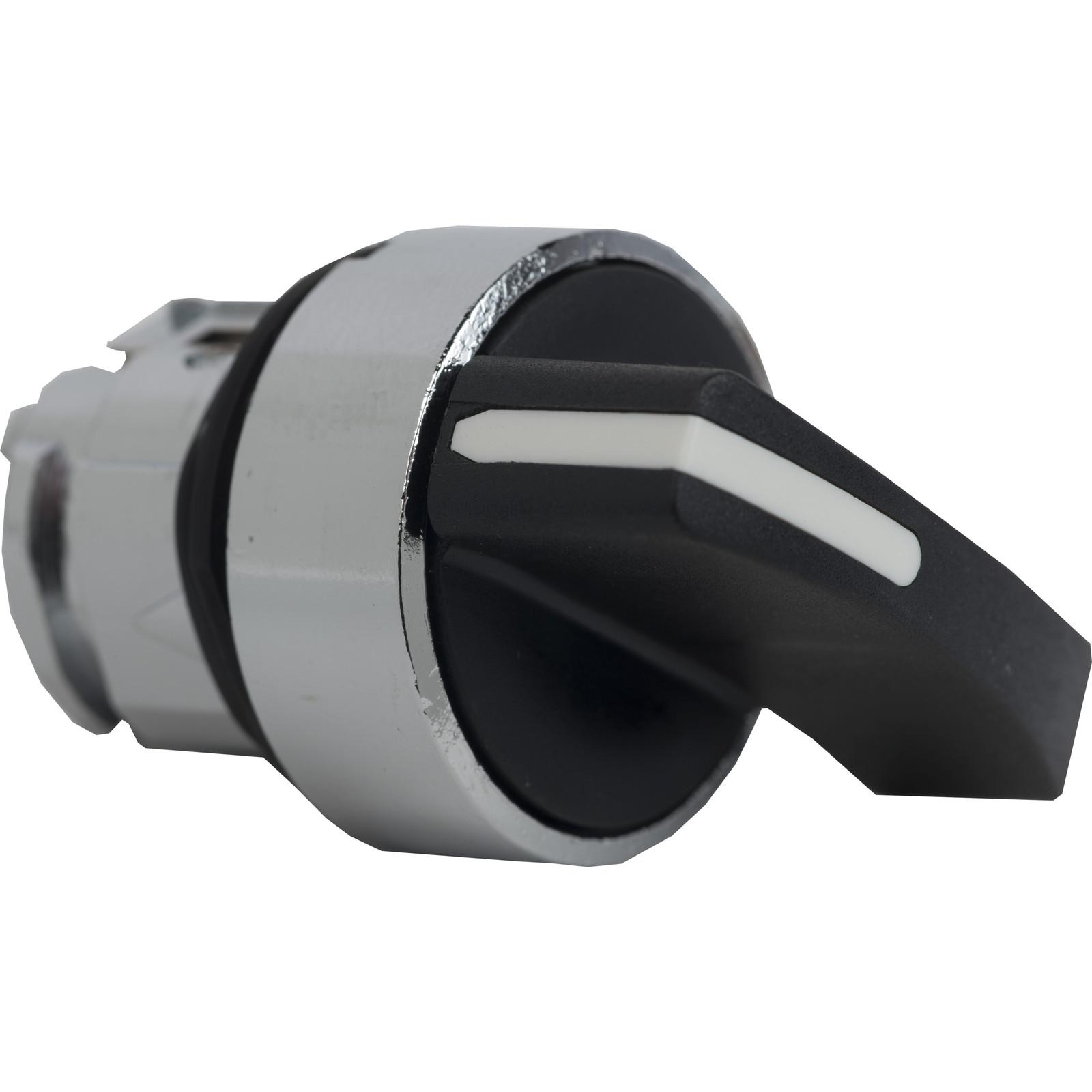 Head for selector switch, Harmony XB4, metal, black, 22mm, long handle, 2 positions, stay put