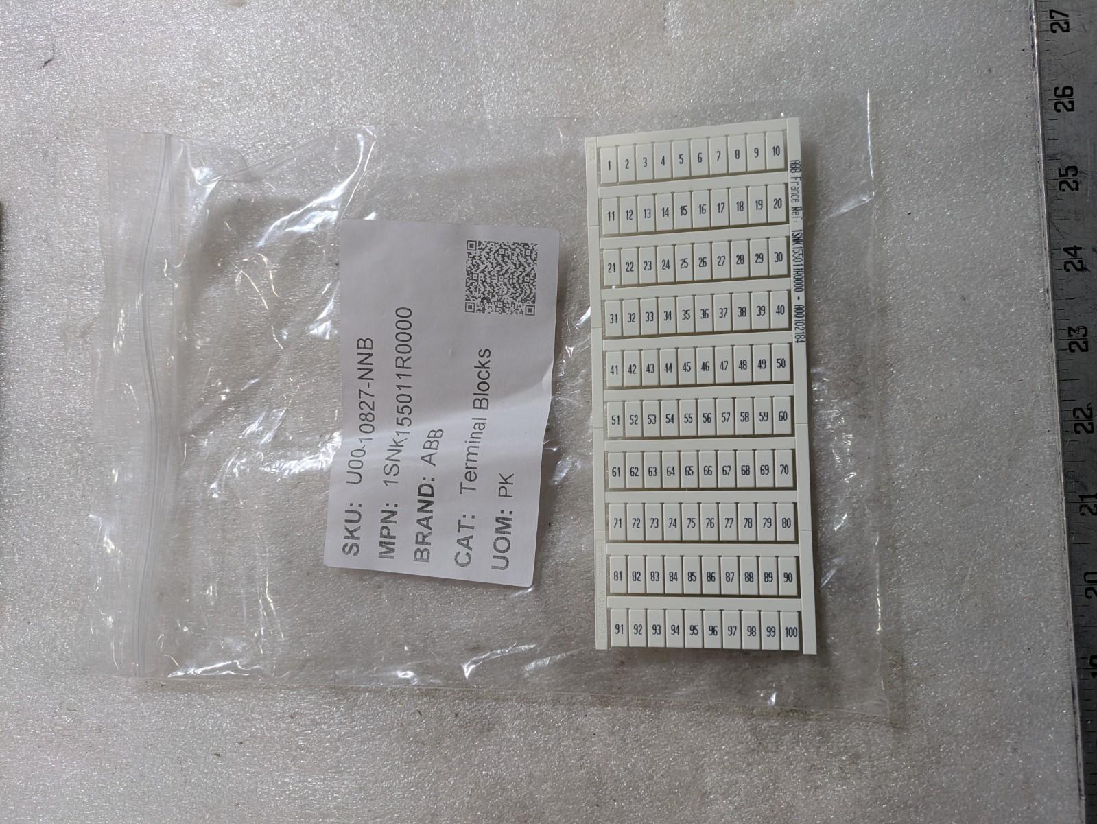MC612PA Terminal Block Markers pre-printed : 1->100 Horizontal