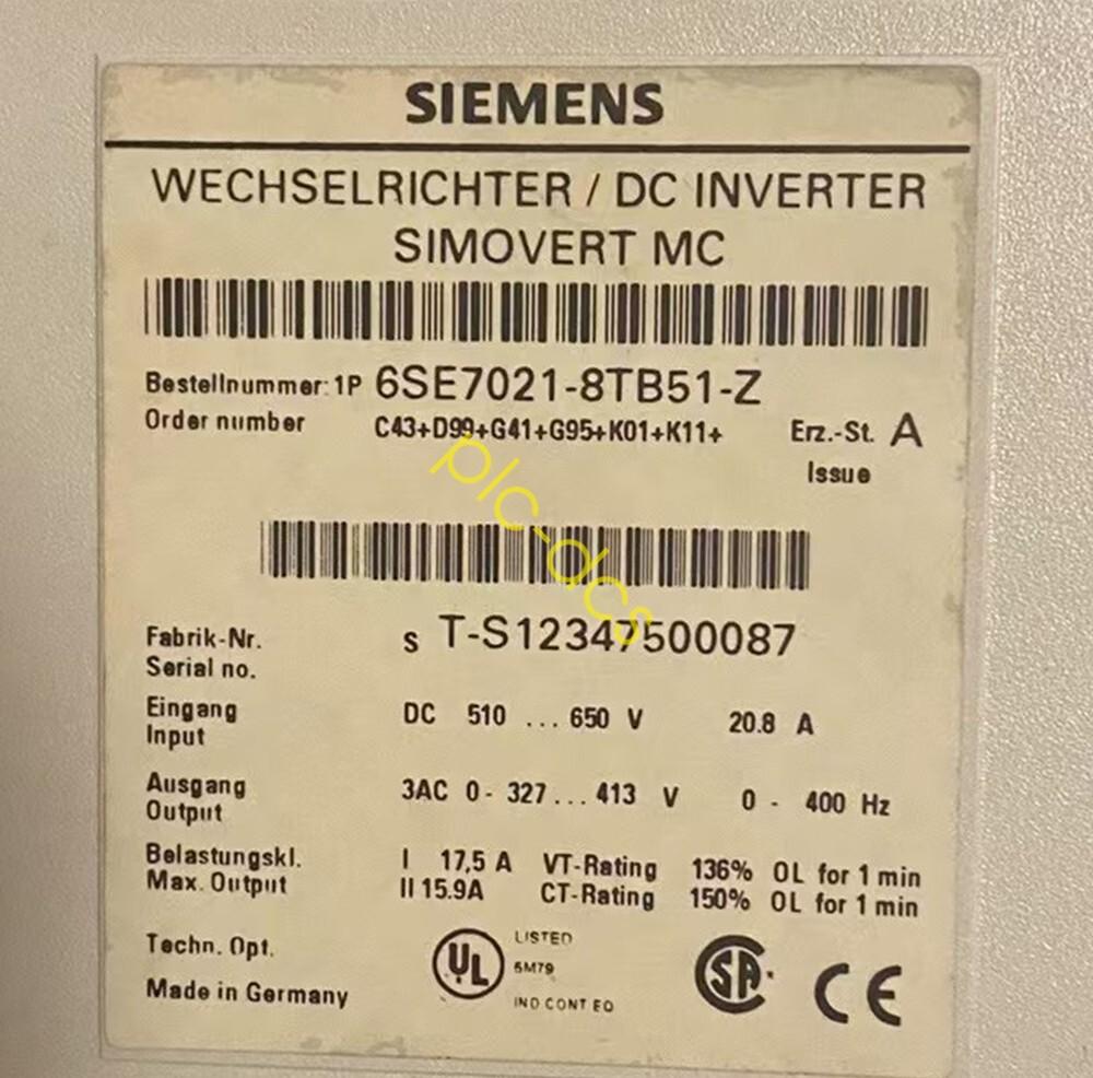 6SE7021-8TB51-Z SIMOVERT Masterdrives Vector Control converter unit