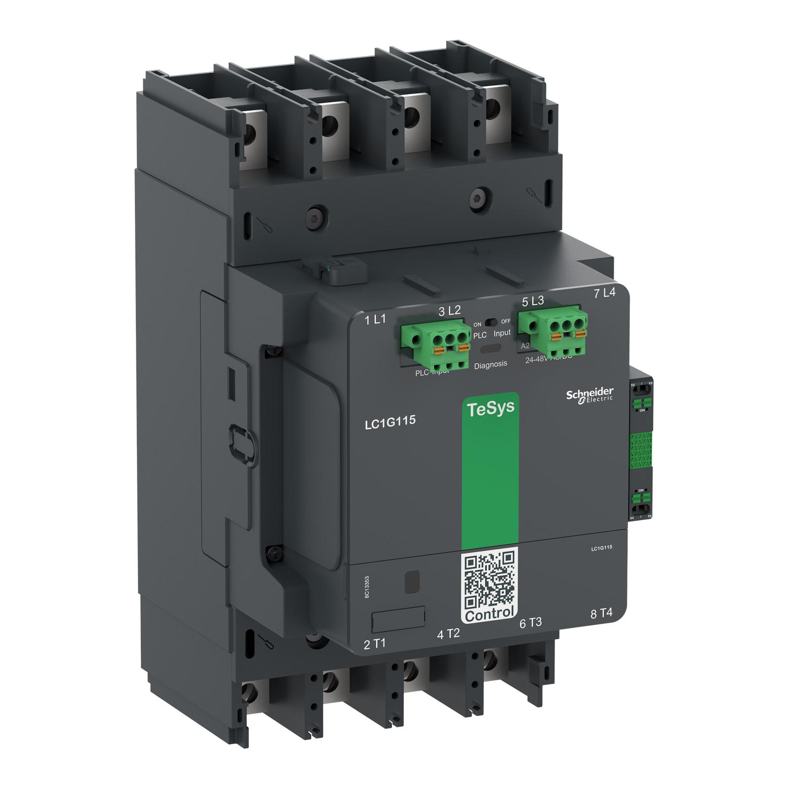 Contactor, high power, TeSys Giga, advanced version, AC-1, <= 440V, 275A, 4 pole/NO, 48-130VAC/DC coil