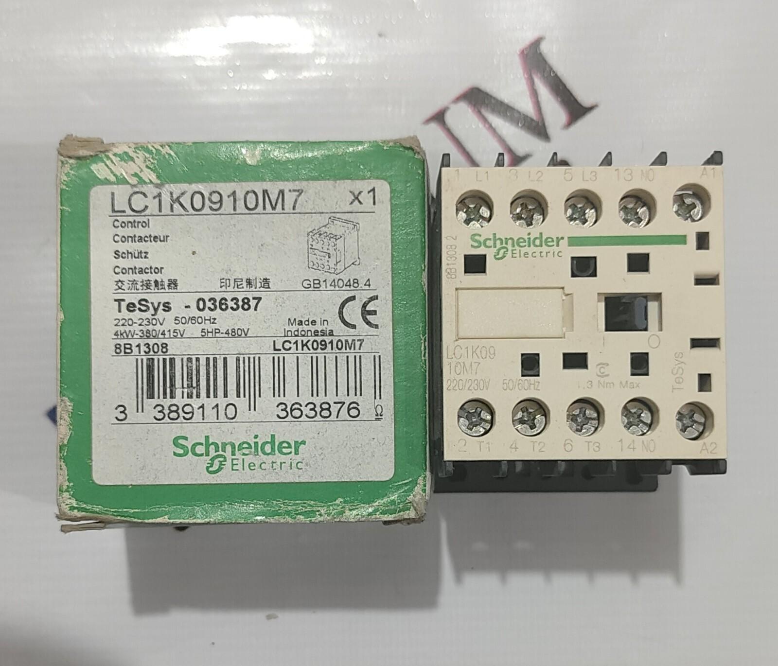 Contactor, TeSys K, 3P, AC-3, lt or eq to 440V 9A, 1 NO aux., 220 to 230VAC coil