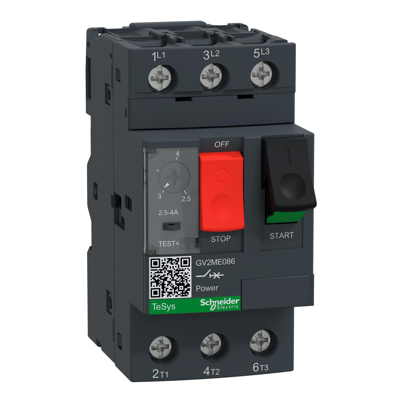 TeSys Deca Manual Starter and Protector, thermal magnetic circuit protector, push buttons, 2.5...4 A, ring lug terminals