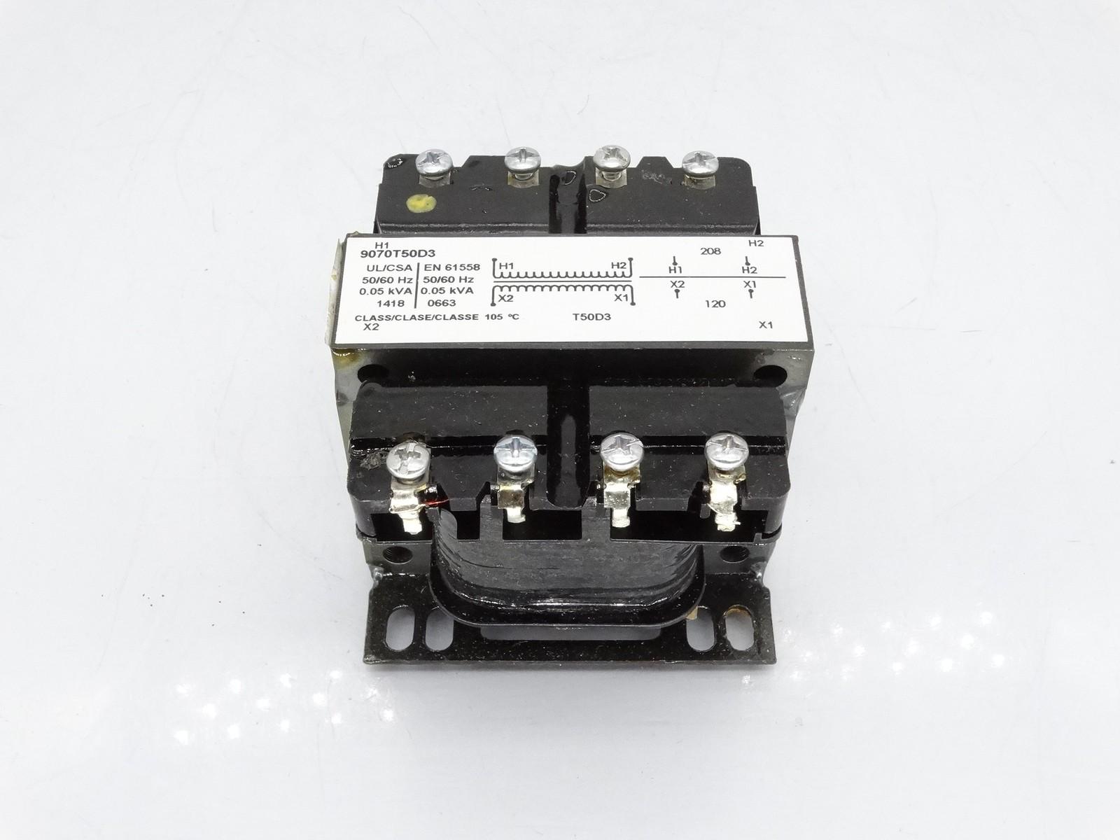 Transformer, Type T, industrial control, 50VA, 1 phase, 208V primary, 120V secondary, 55C rise