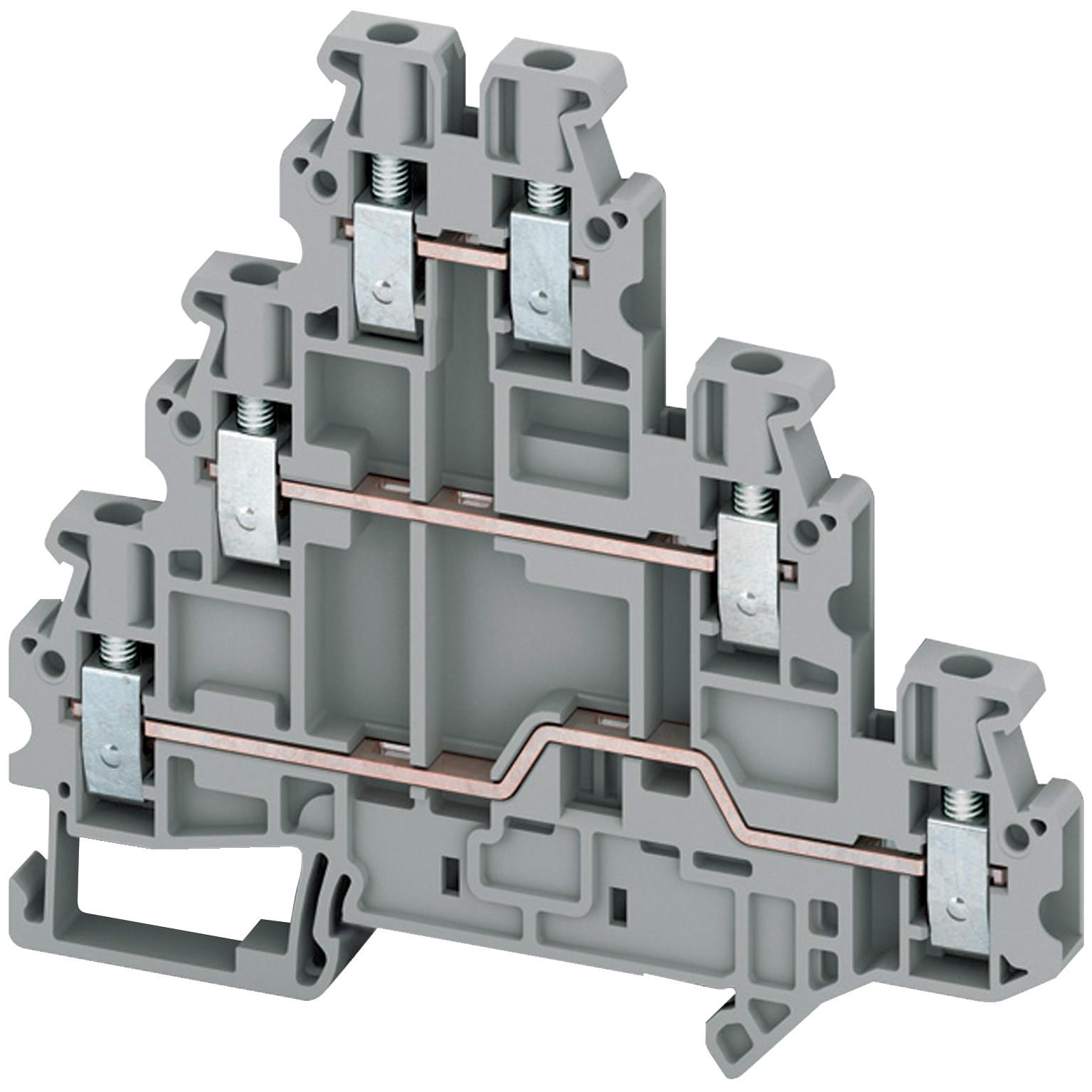 SCREW TERMINAL, 3 LEVELS, 6 POINTS, 2,5MMÂ², GREY