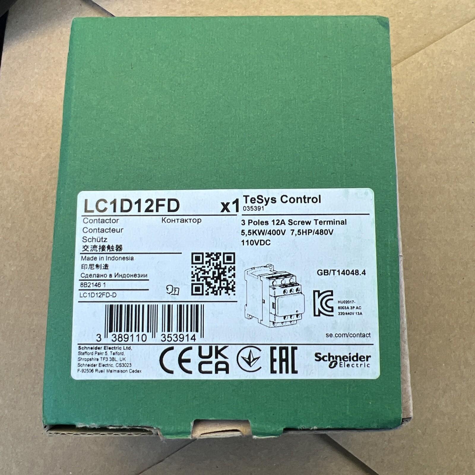 IEC contactor, TeSys Deca, nonreversing, 12A, 7.5HP at 480VAC, up to 100kA SCCR, 3 phase, 3 NO, 110VDC coil, open style