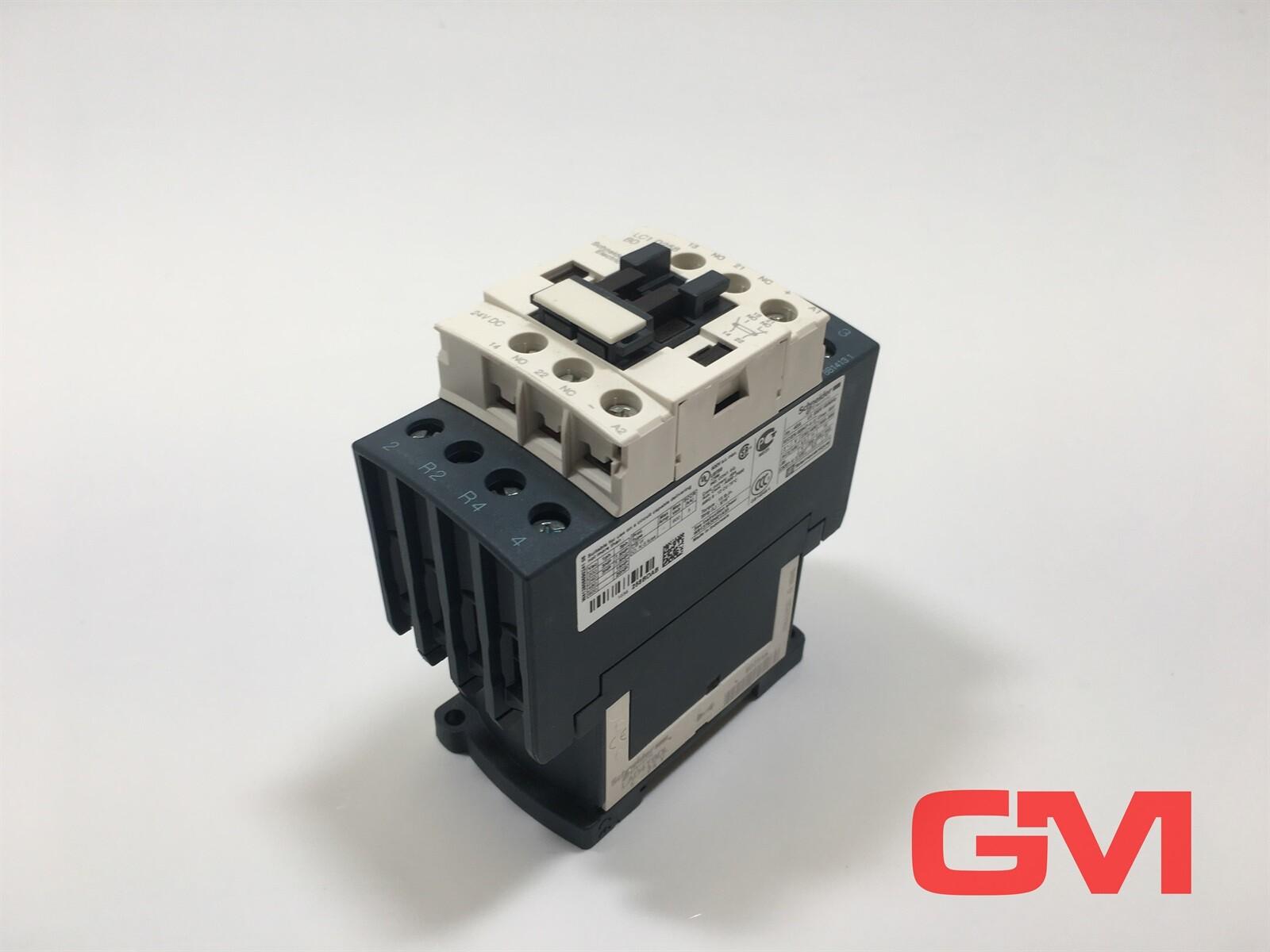 IEC contactor, TeSys Deca, nonreversing, 40A resistive, 4 pole, 2 NO and 2 NC, 24VDC coil, open style