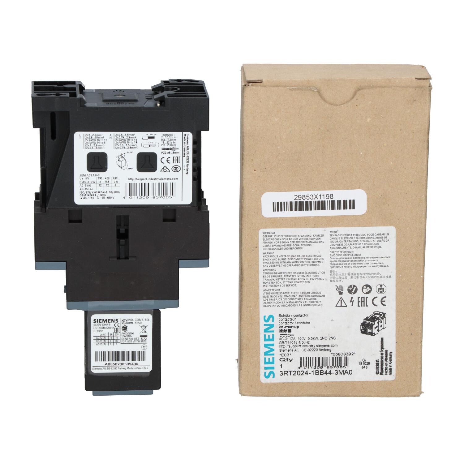 CONTACTOR S0 12A 24VDC 2NO/2NC SCRW