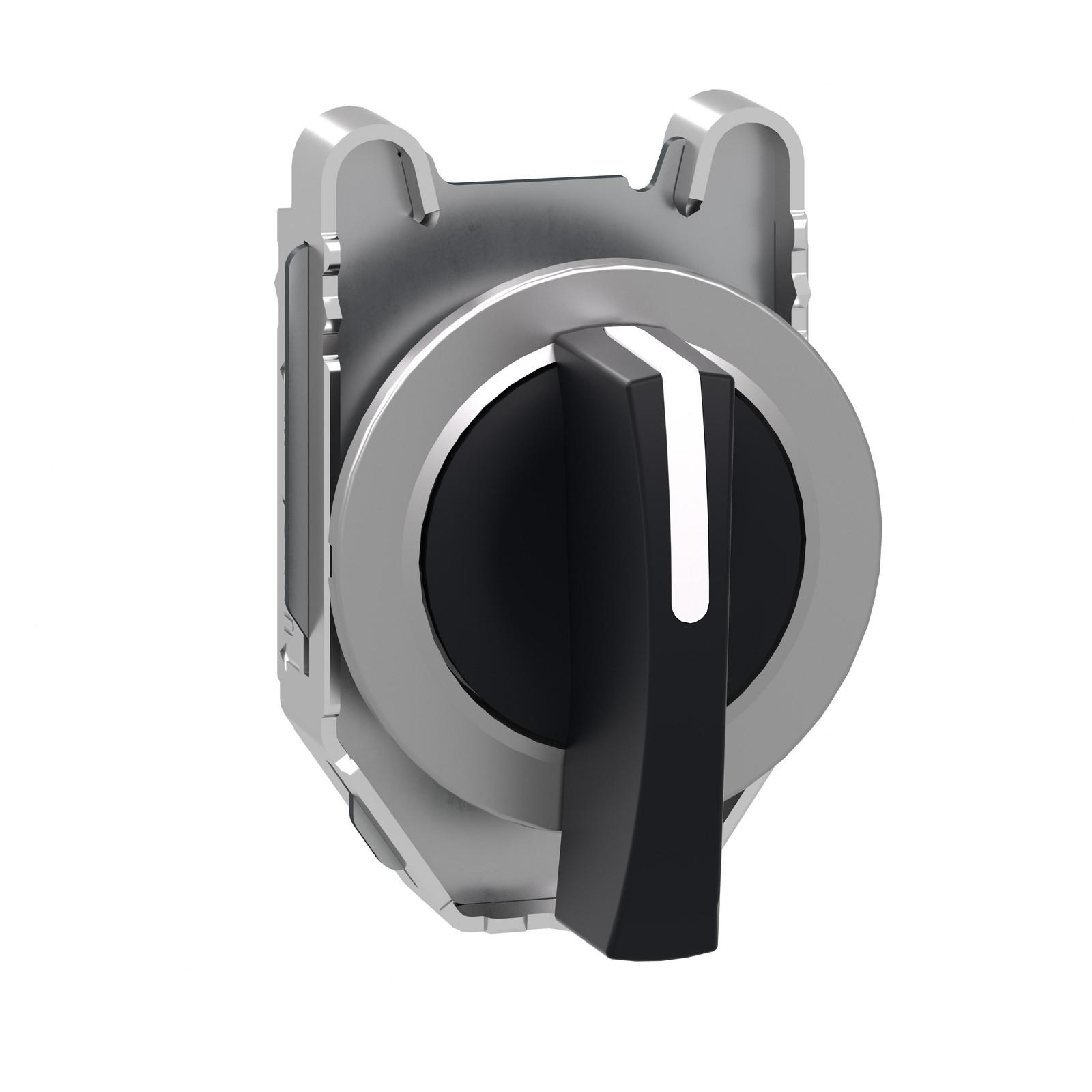 Head for selector switch, Harmony XB4, flush mounted black sw. long handle 3 position return r to c