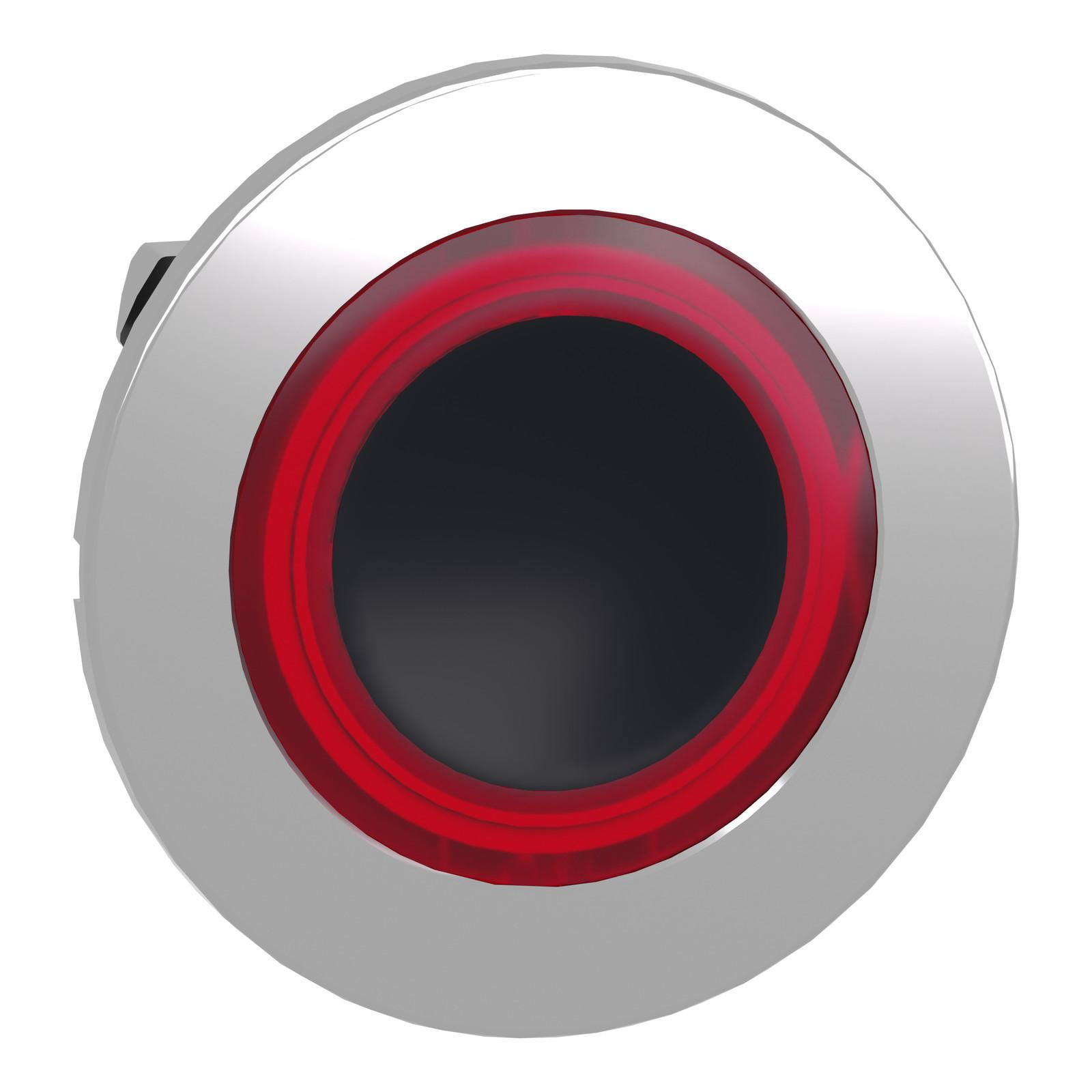 Head for illuminated push button, Harmony XB4, plastic, red flush, 30mm, universal LED, spring return, illuminated ring