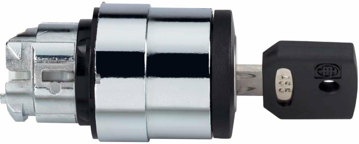 Head for key selector switch, Harmony XB4, metal, black, 22mm, key 520E, 2 positions, stay put