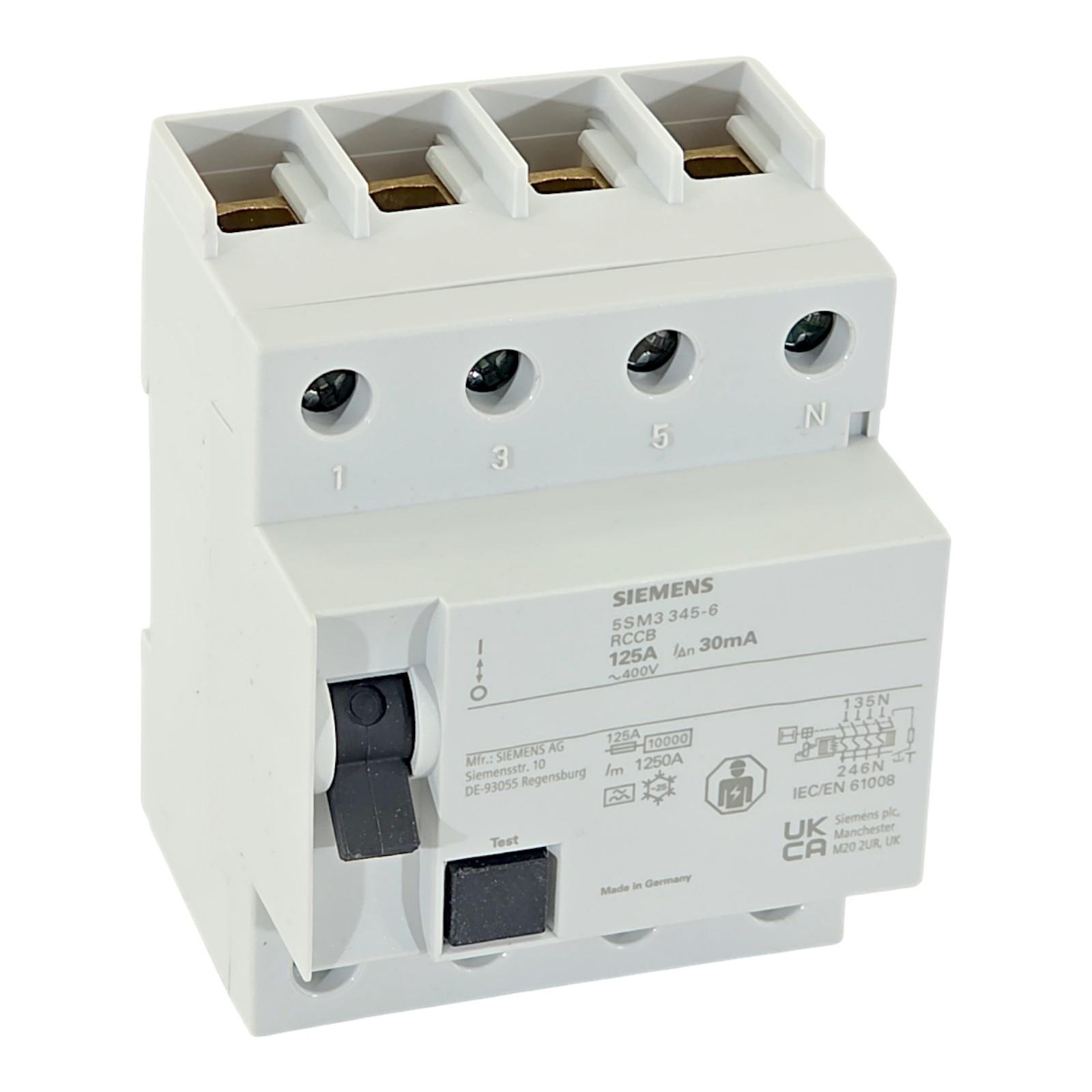 RC CIRCUIT BREAKER 4 POLE 125A 230-400V