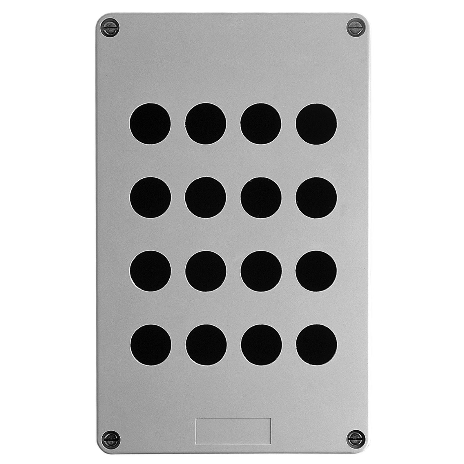 Empty control station without hinges, Harmony XAP, plastic, grey, 16 cut outs, 22mm, 151 x 241 x 83mm