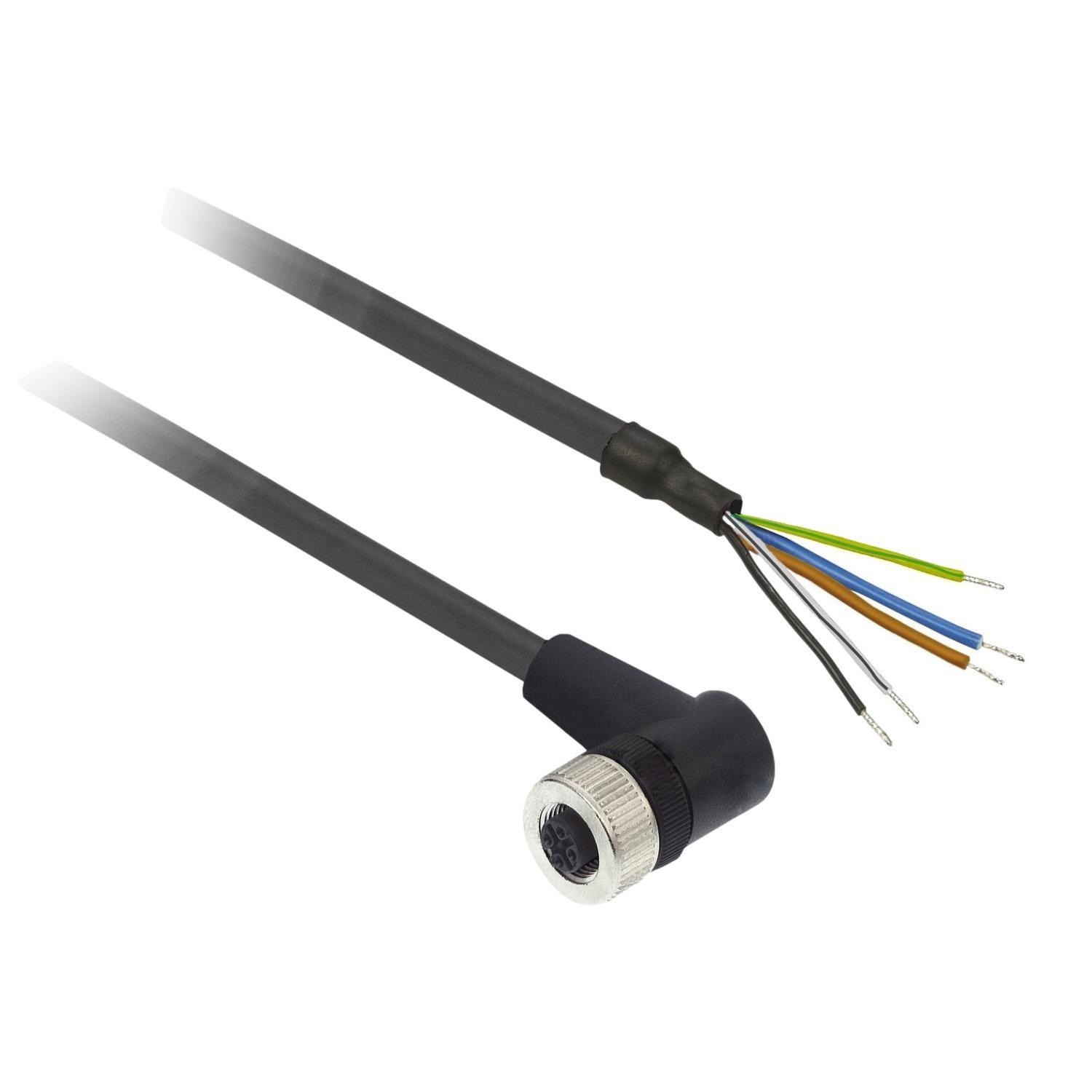 female - M12 - 5-pin - elbowed prewired connector - cable 10 m